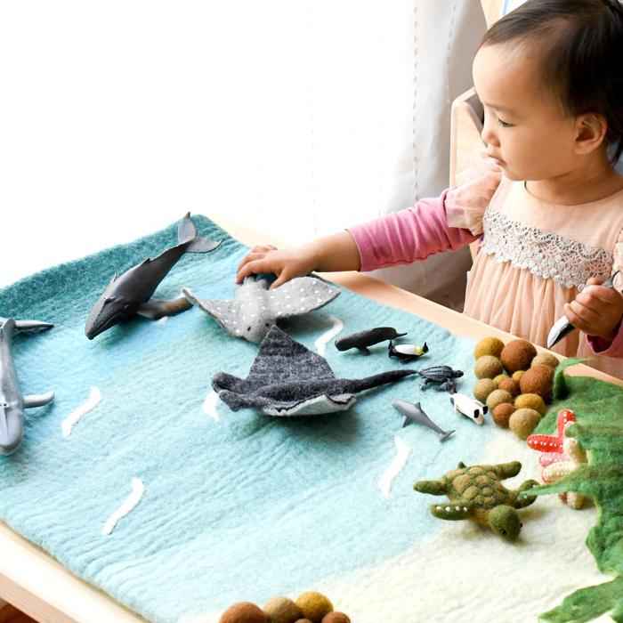 Tara Treasures Large Felt Sea and Rockpool Play Mat Ocean Playscape 80cm Pretend & Imaginative Play Toys Best Seller Most Loved in Store 3yrs+
