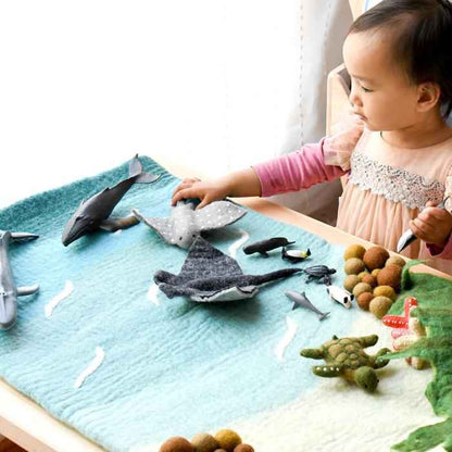Tara Treasures Large Felt Sea and Rockpool Play Mat Ocean Playscape 80cm Pretend & Imaginative Play Toys Best Seller Most Loved in Store 3yrs+