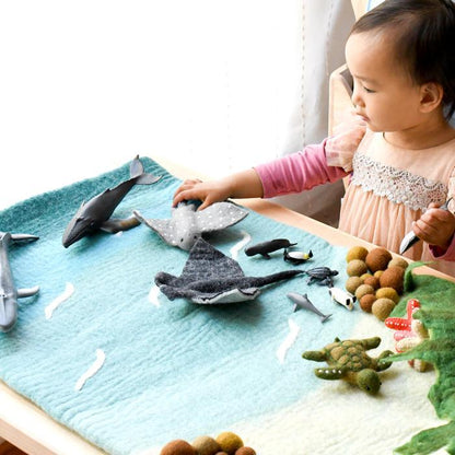 Tara Treasures Large Felt Sea and Rockpool Play Mat Ocean Playscape 80cm Pretend & Imaginative Play Toys Best Seller Most Loved in Store 3yrs+