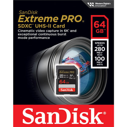 SanDisk Extreme PRO SDXC 64GB 280MB/s UHS-II Memory Card