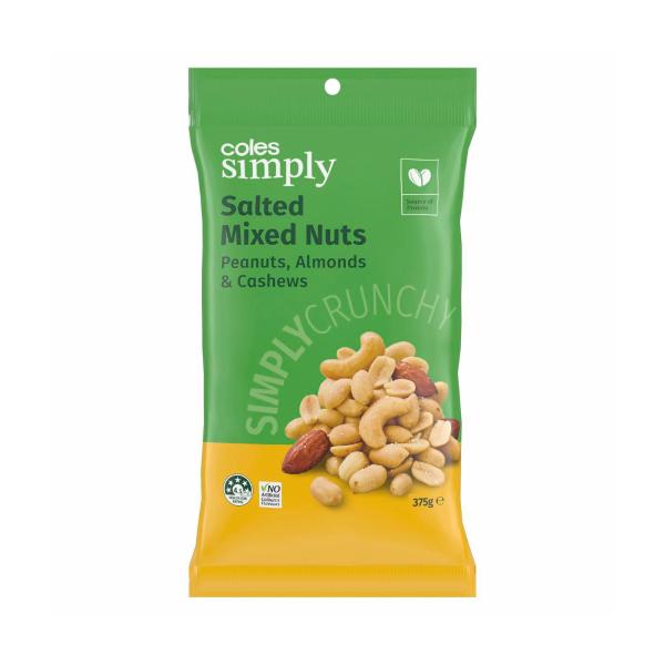 COLES SIMPLY SALTED MIXED NUTS 375G