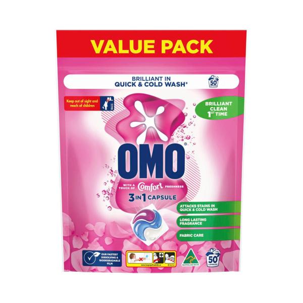 OMO 3 IN 1 LAUNDRY CAPSULES COMFORT 50PK