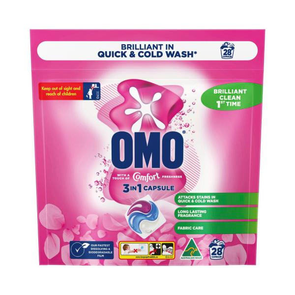 OMO 3 IN 1 LAUNDRY CAPSULES COMFORT 28PK