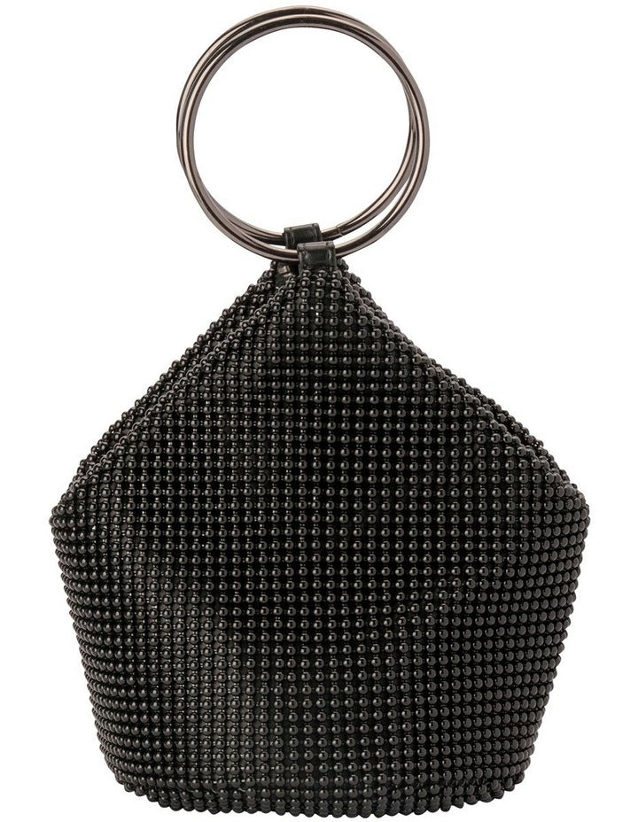 Bianca Ball Mesh Top Handle Bag in Black