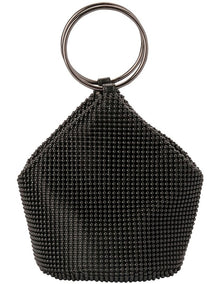 Bianca Ball Mesh Top Handle Bag in Black