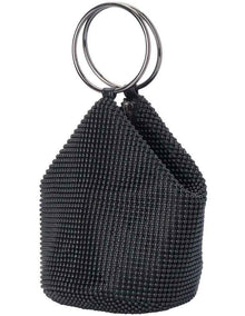 Bianca Ball Mesh Top Handle Bag in Black