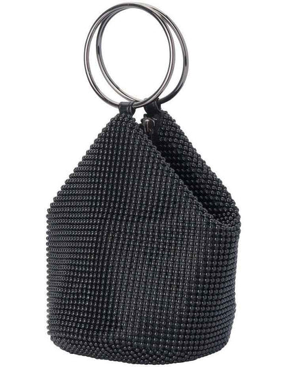 Bianca Ball Mesh Top Handle Bag in Black