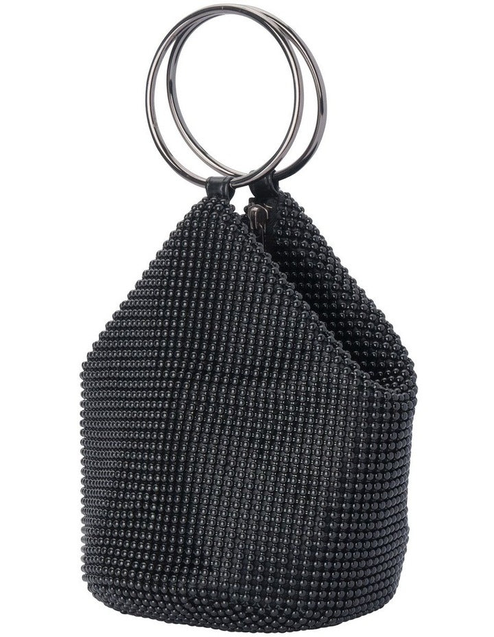 Bianca Ball Mesh Top Handle Bag in Black