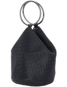 Bianca Ball Mesh Top Handle Bag in Black