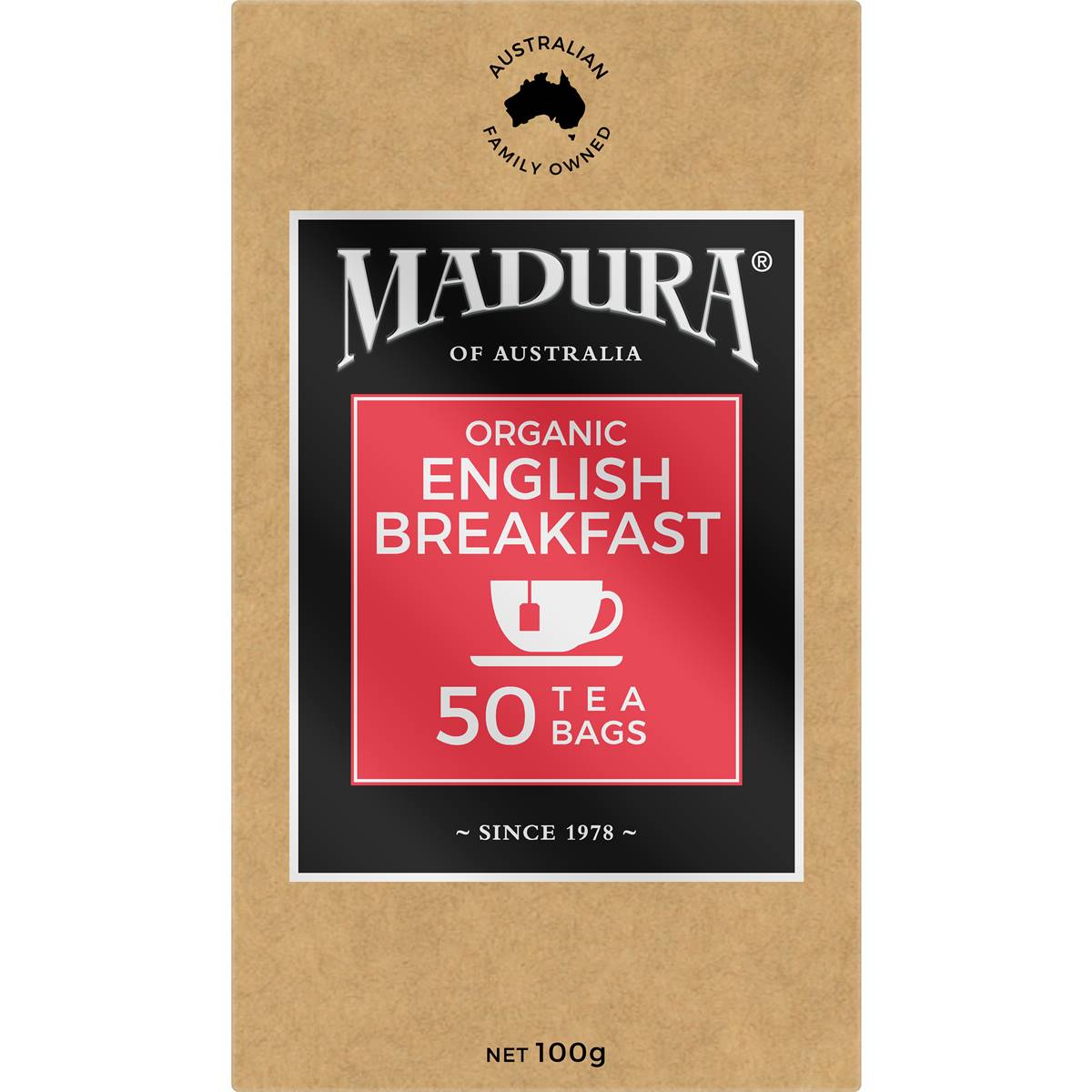 Madura Organic English Breakfast Tea Bags 50 Pack