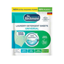 DR BECKMANN MAGIC LEAVES LAUNDRY DETERGENT SHEETS UNIVERSAL 25 PACK