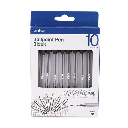 10 Pack Ballpoint Pens - Black