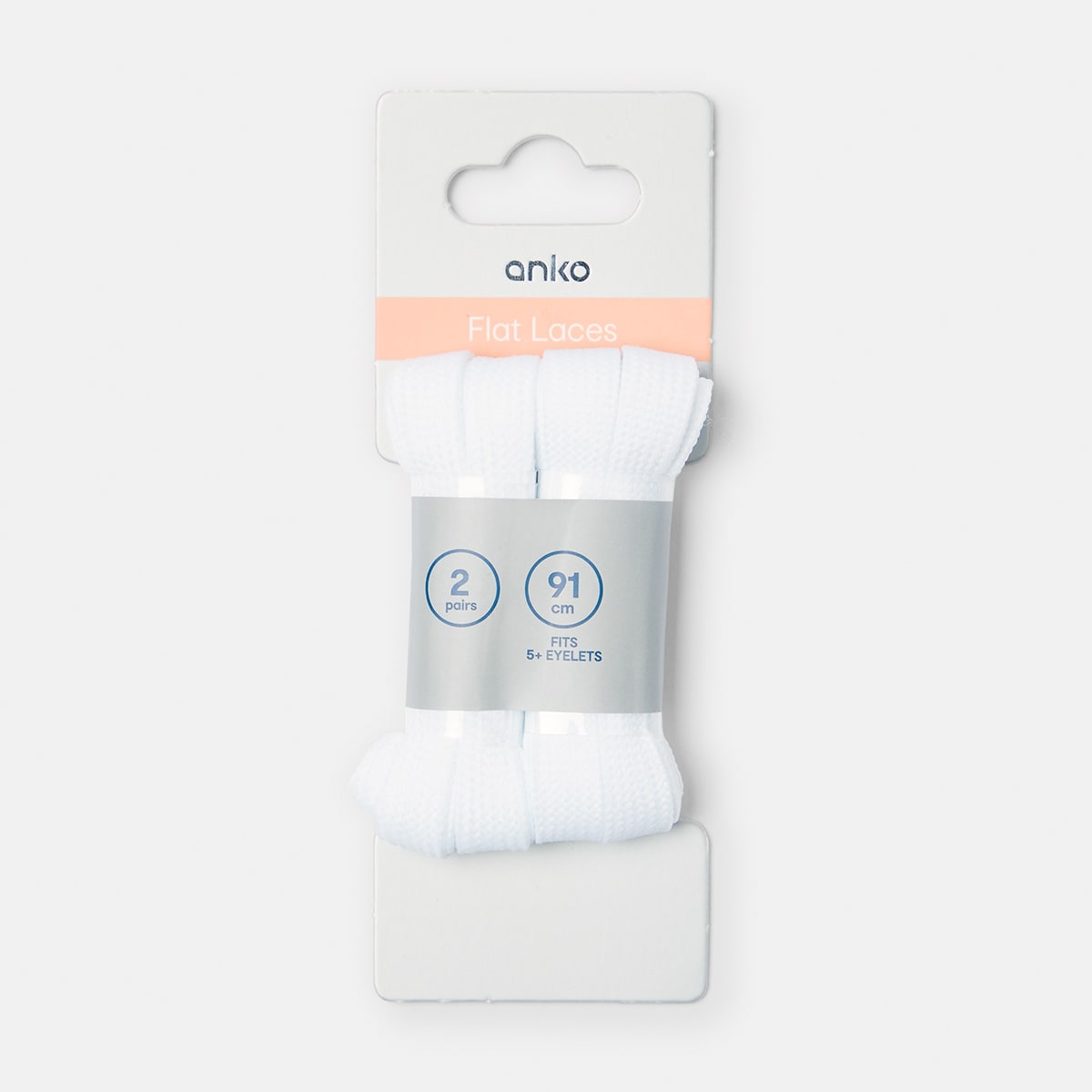 2 Pack Flat Laces - White