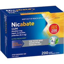 Nicabate Quit Smoking Chewing Gum Extra Strength 4mg Nicotine 200 pack