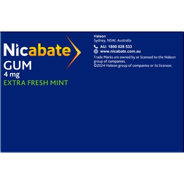 Nicabate Quit Smoking Chewing Gum Extra Strength 4mg Nicotine 200 pack