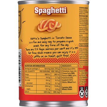 Wattie's Spaghetti In Tomato Sauce 420g