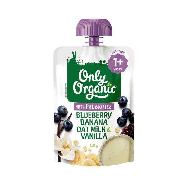 ONLY ORGANIC KINDY BLUEBERRY- BANANA & VANILLA OAT MILK POUCH 100G
