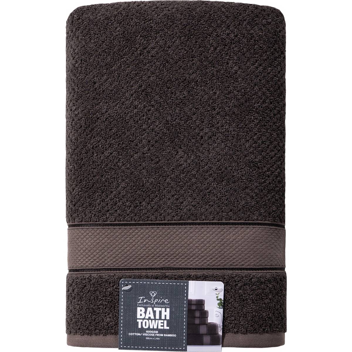 Inspire Premium Bath Towel Charcoal Each