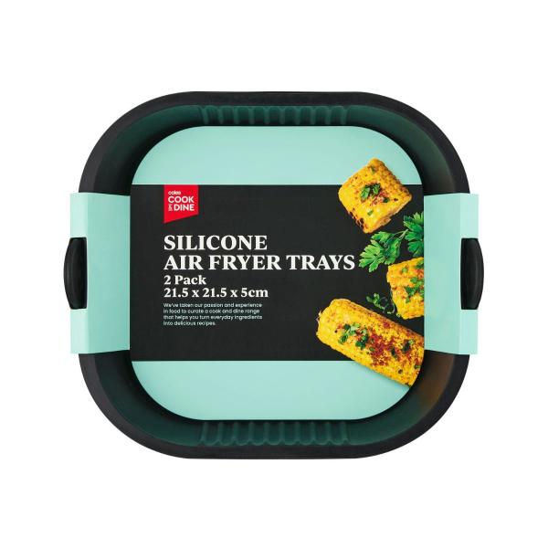 COLES SILICONE AIR FRYER SQUARE TRAYS 21.5CM