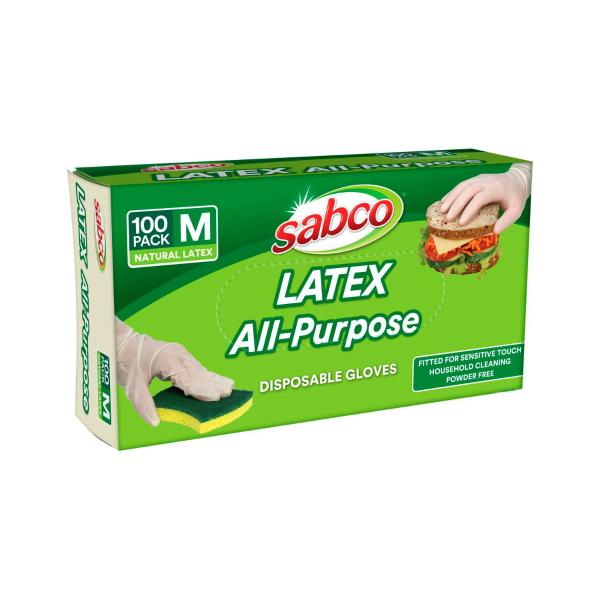SABCO LATEX POWDER FREE DISPOSABLE MEDIUM GLOVES 100PACK