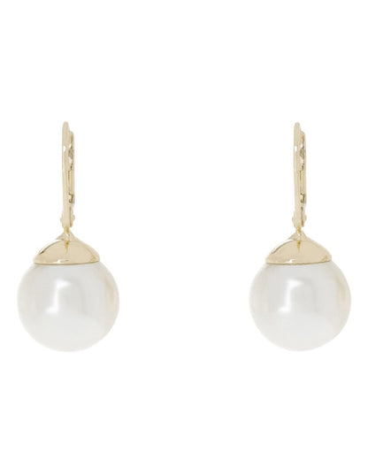 French Hook Faux Pearl Gold Earrings