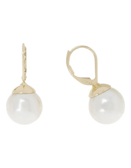 French Hook Faux Pearl Gold Earrings