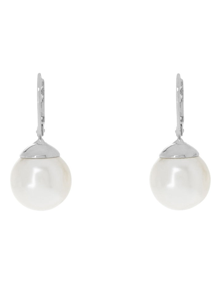 French Hook Faux Pearl Silver Earrings