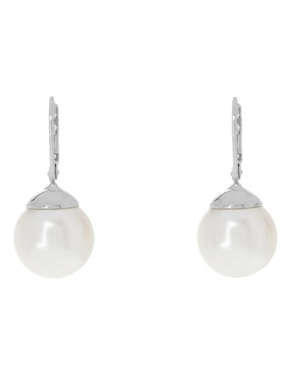 French Hook Faux Pearl Silver Earrings