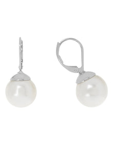 French Hook Faux Pearl Silver Earrings