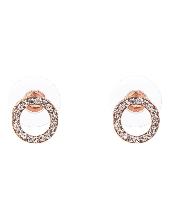 Cubic Zirconia Rose Gold Circle Earrings GJEL118M