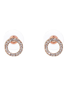 Cubic Zirconia Rose Gold Circle Earrings GJEL118M