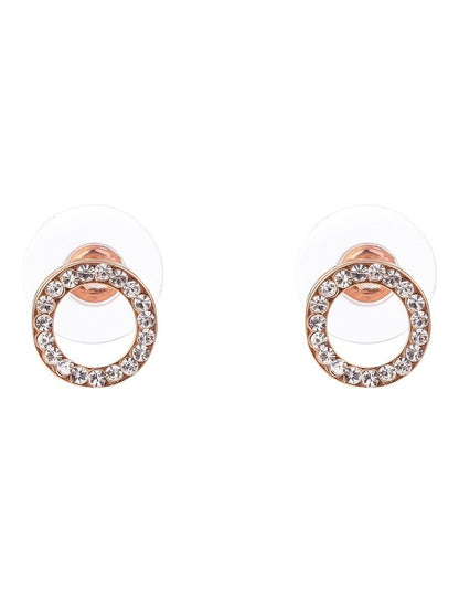 Cubic Zirconia Rose Gold Circle Earrings GJEL118M