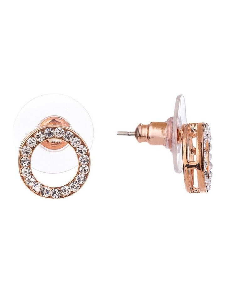 Cubic Zirconia Rose Gold Circle Earrings GJEL118M