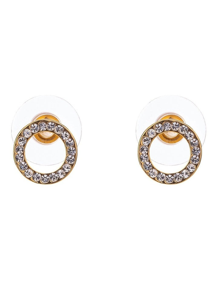 Cubic Zirconia Gold Circle Earrings