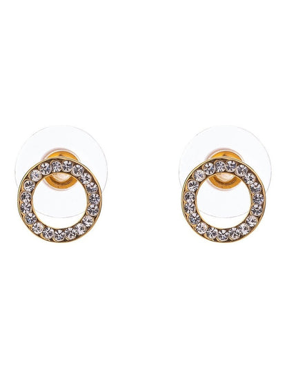 Cubic Zirconia Gold Circle Earrings