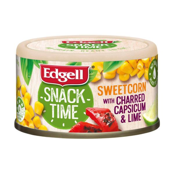 EDGELL SNACK TIME SWEET CORN WITH CHARRED CAPSICUM AND LIME 70G