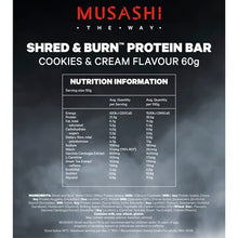 Musashi Shred & Burn Protein Bar Cookies & Cream 60g