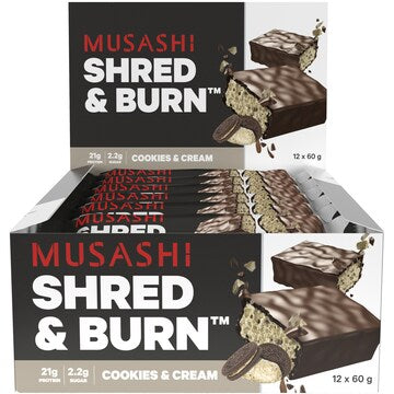 Musashi Shred & Burn Protein Bar Cookies & Cream 60g