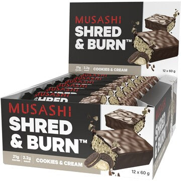 Musashi Shred & Burn Protein Bar Cookies & Cream 60g