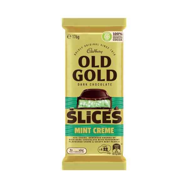 Old Gold Slices Mint Creme Dark Chocolate Block