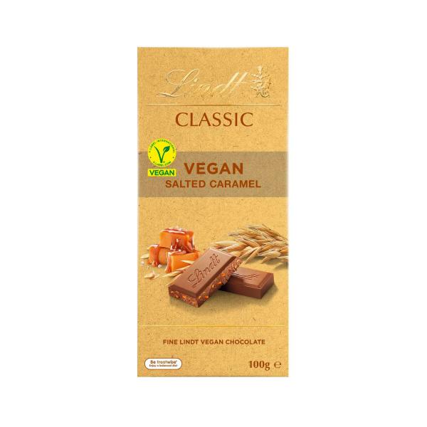LINDT CLASSIC VEGAN SALTED CARAMEL CHOCOLATE BLOCK 100G:100 GRAM