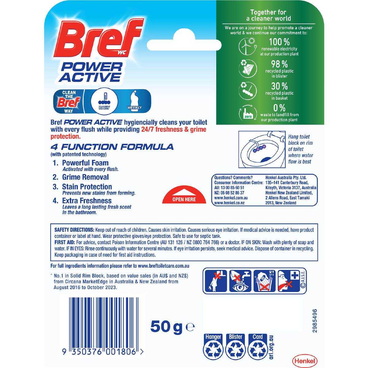 Bref Power Active Toilet Cleaner Lavendar 50g