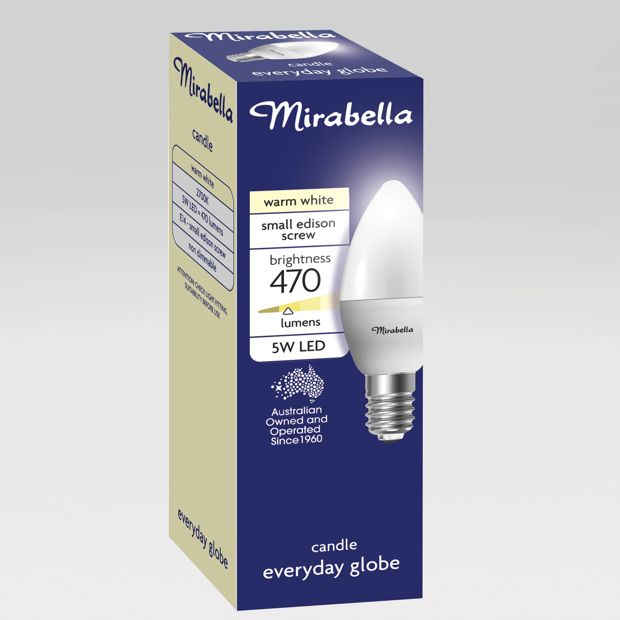 Mirabella Candle LED 5W E14 Small Edison Screw Light Bulb- Pearl Warm White