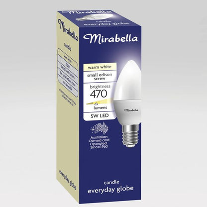 Mirabella Candle LED 5W E14 Small Edison Screw Light Bulb- Pearl Warm White