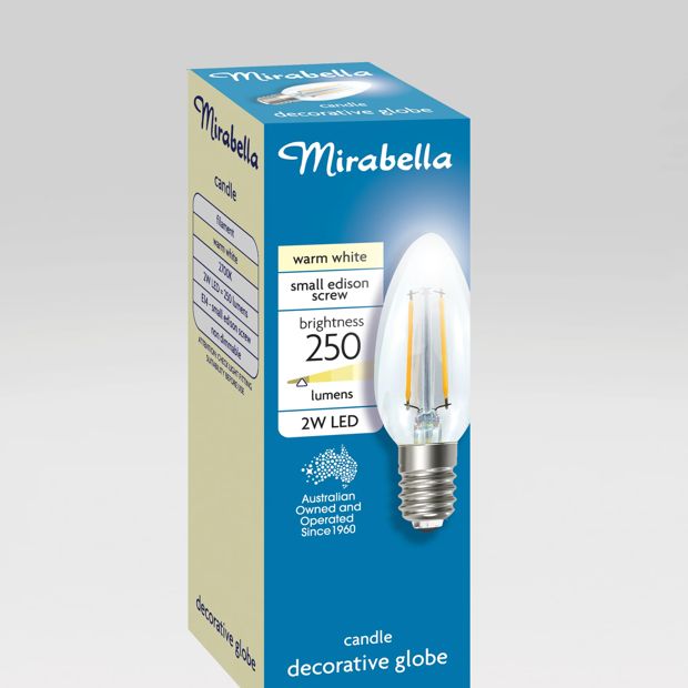 Mirabella Filament LED 2W E14 Small Edison Screw Light Bulb - Clear Warm White