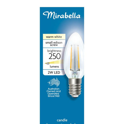 Mirabella Filament LED 2W E14 Small Edison Screw Light Bulb - Clear Warm White