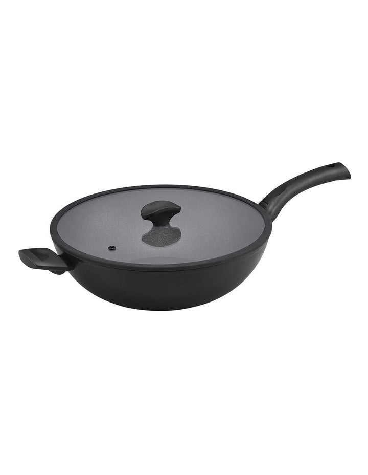 Per Salute Nonstick Induction Covered Stir-Fry 32cm in Black