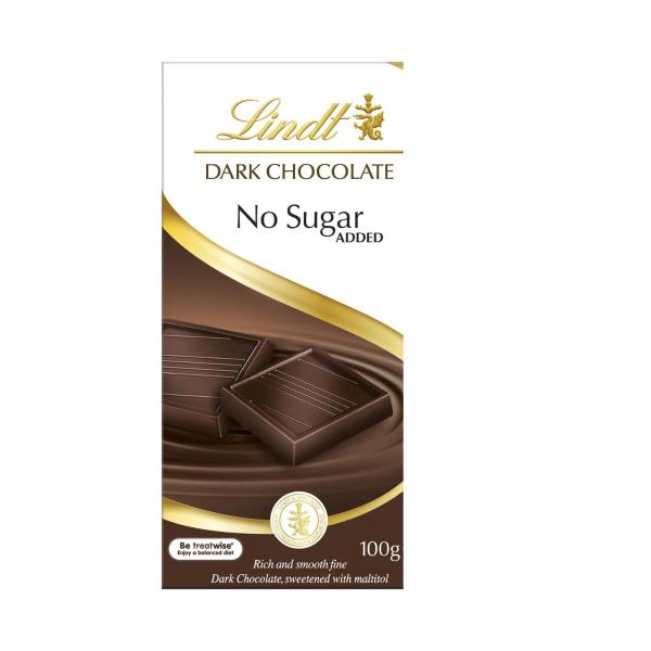 LINDT NO SUGAR ADDED DARK CHOCOLATE BLOCK 100G