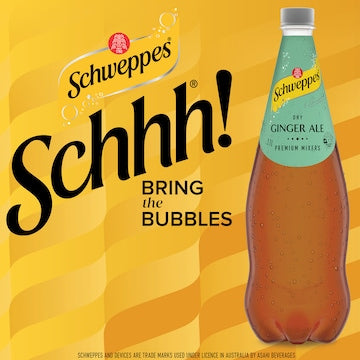 Schweppes Dry Ginger Ale Soft Drink Classic Mixers Bottle 1.1L