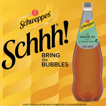 Schweppes Zero Sugar Mixer Dry Ginger Ale 1.1L